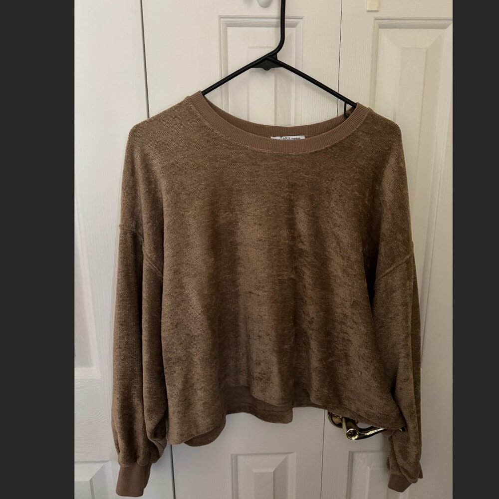 Zara Women's Tan Long Sleeve Top Large